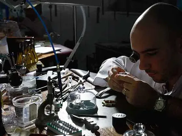 Cartier watchmaker assembles movement