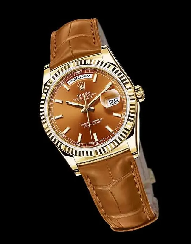 Rolex Day-Date- yellow gold/Cognac dial