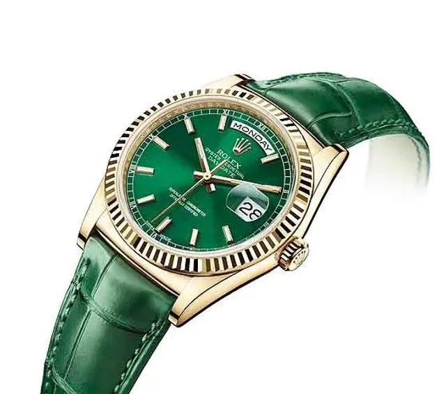 Rolex Day-Date - yellow gold case/green dial