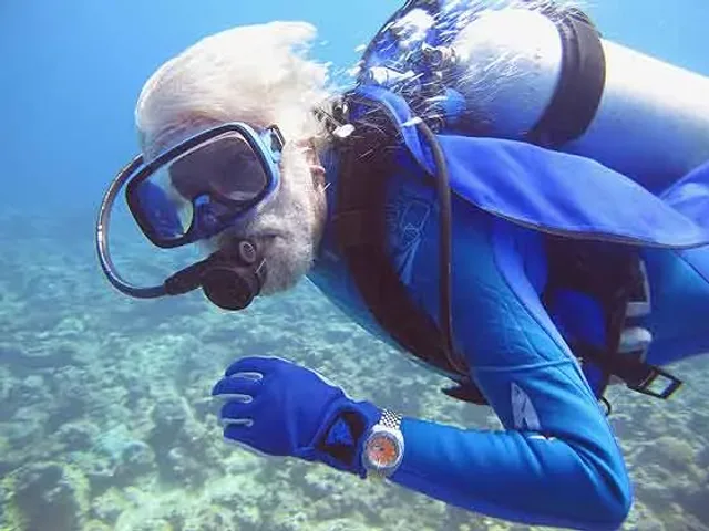 Jean Michel Cousteau diving with Doxa watch