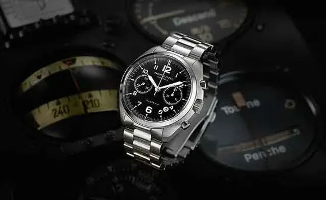 Hamilton Khaki Pilot Pioneer on dashboard