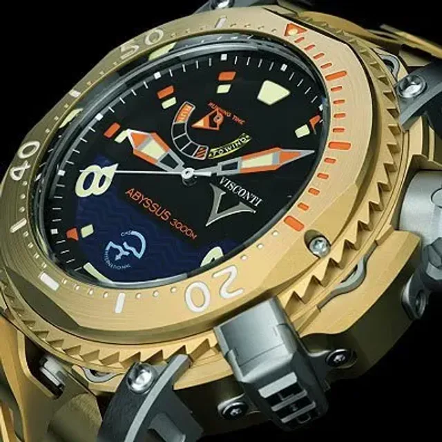Visconti's Scuba Abyssus 3000M watch with a bronze case