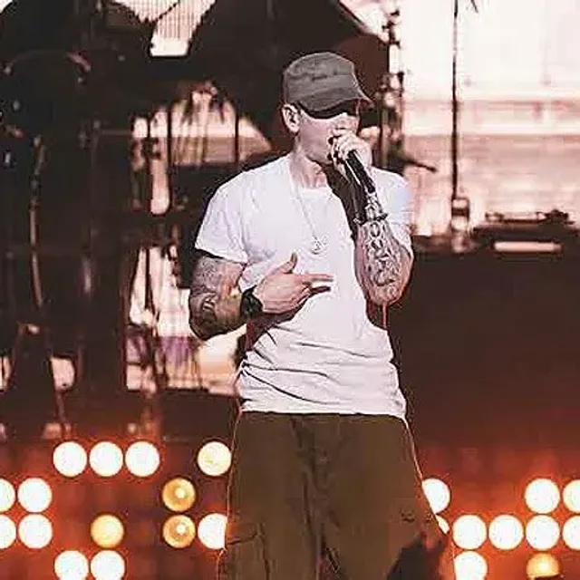 EMINEM wearing a Casio G-Shock Eminem edition at Casio's "Shock the World" Event