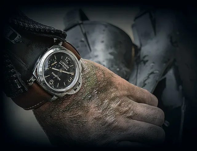 Panerai on diver's wrist - CU