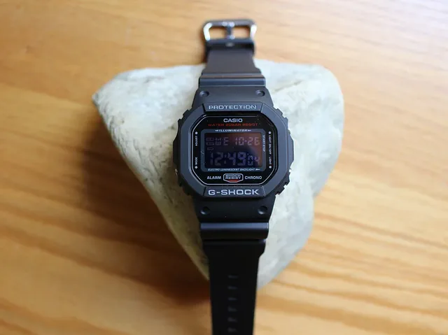 Casio G-Shock reclining on rock