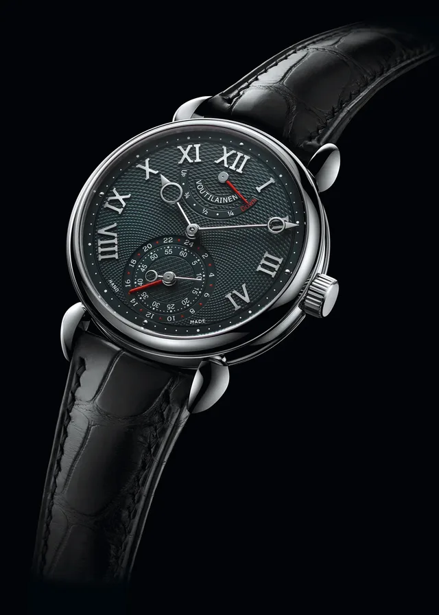The GMR, with in-house movement based on Caliber 28, has a GMT function and power-reserve indicator.