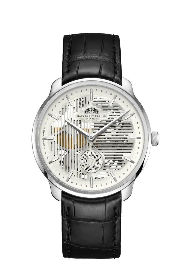 The Carl Suchy & Söhne Waltz N°1 Skeleton with a silver dial
