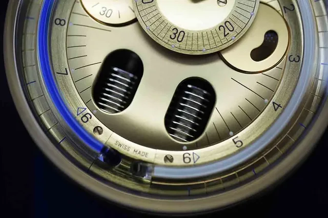 HYT H0 Gold Blue Fluid - dial - bellows