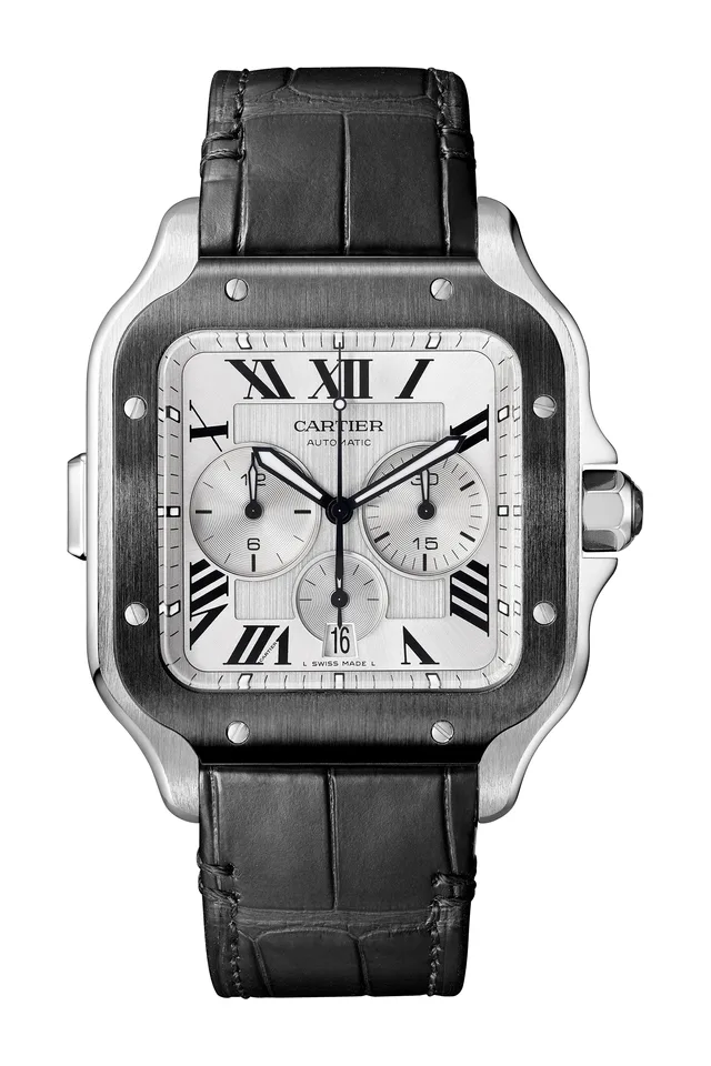 Cartier Santos de Cartier Chronograph steel DLC strap
