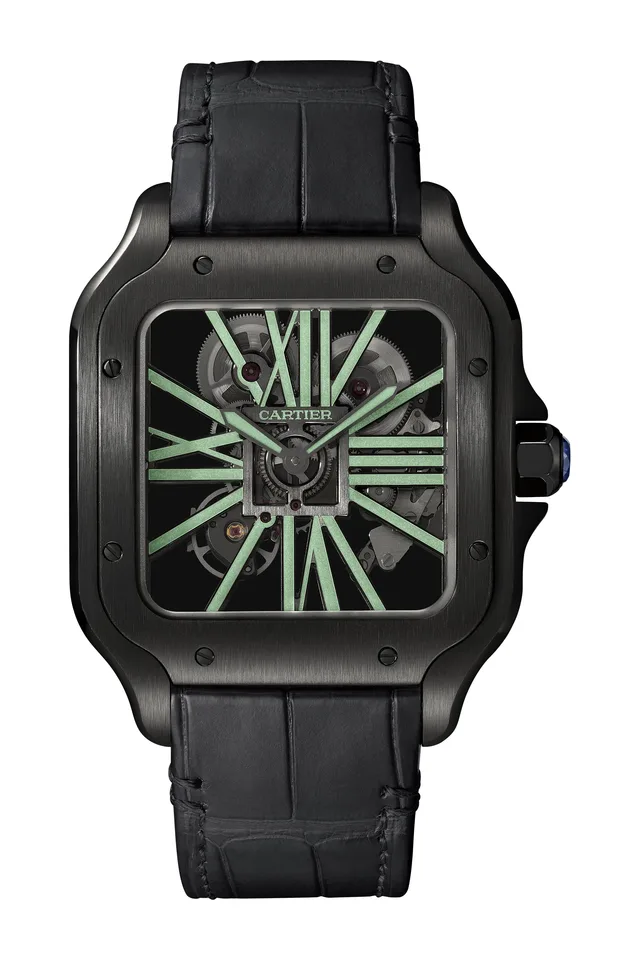 Cartier Santos de Cartier_Skeleton Watch Noctambule - front