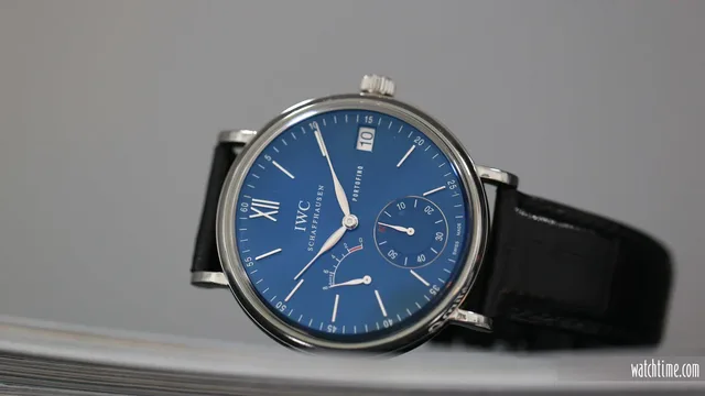 IWC Portofino Hand Wound 8 Days Blue Dial - reclining