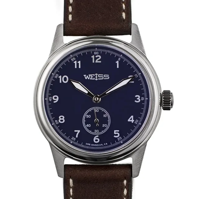 Weiss 38 mm Field Watch - blue dial - front