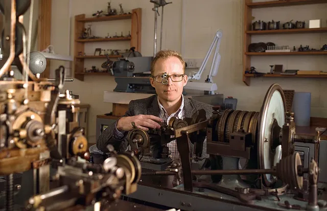 Roger W. Smith in workshop