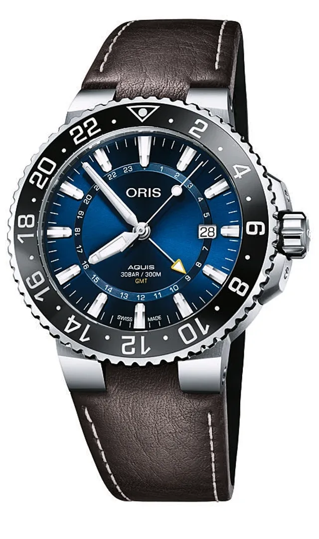 Oris Aquis GMT Date on leather ($2,550)