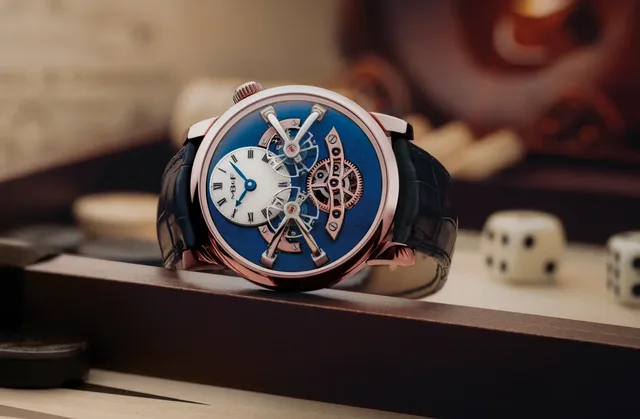 MB&F Legacy Machine 2 Red Gold Blue - reclining