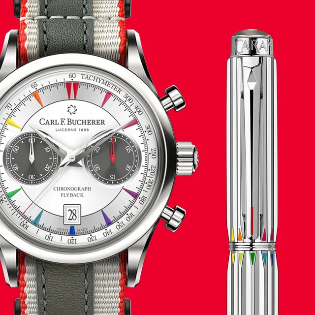 Carl F. Bucherer Manero Flyback Signature watch and Caran d'Ache Signature pen