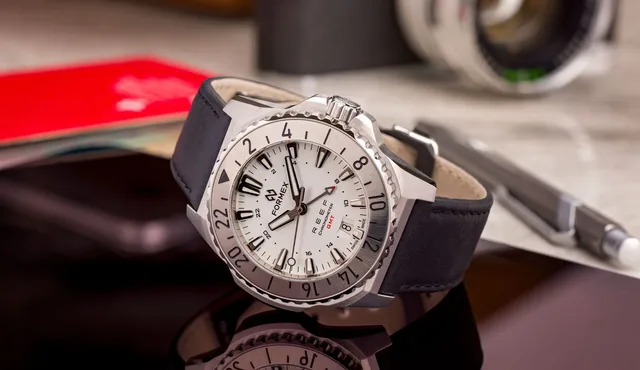 Formex-Reef-GMT-42mm-Automatic-Chronometer-White-Dial-on-Stainless-Steel-Bezel-on-black-leather-strap-1