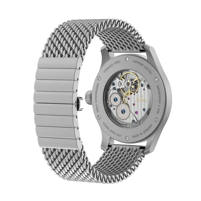 Flieger_Verus_40_Handaufzug_Logo_Datum_Metallband