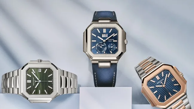 Patek Philippe, De gauche à droite: 5821/1A_001, 5822P_001, 5821/1AR_001