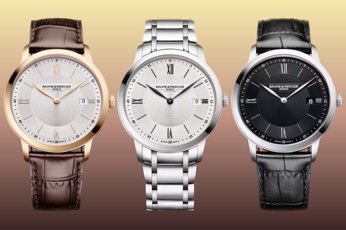 Front view of the three versions of the Baume & Mercier Classima Quartz