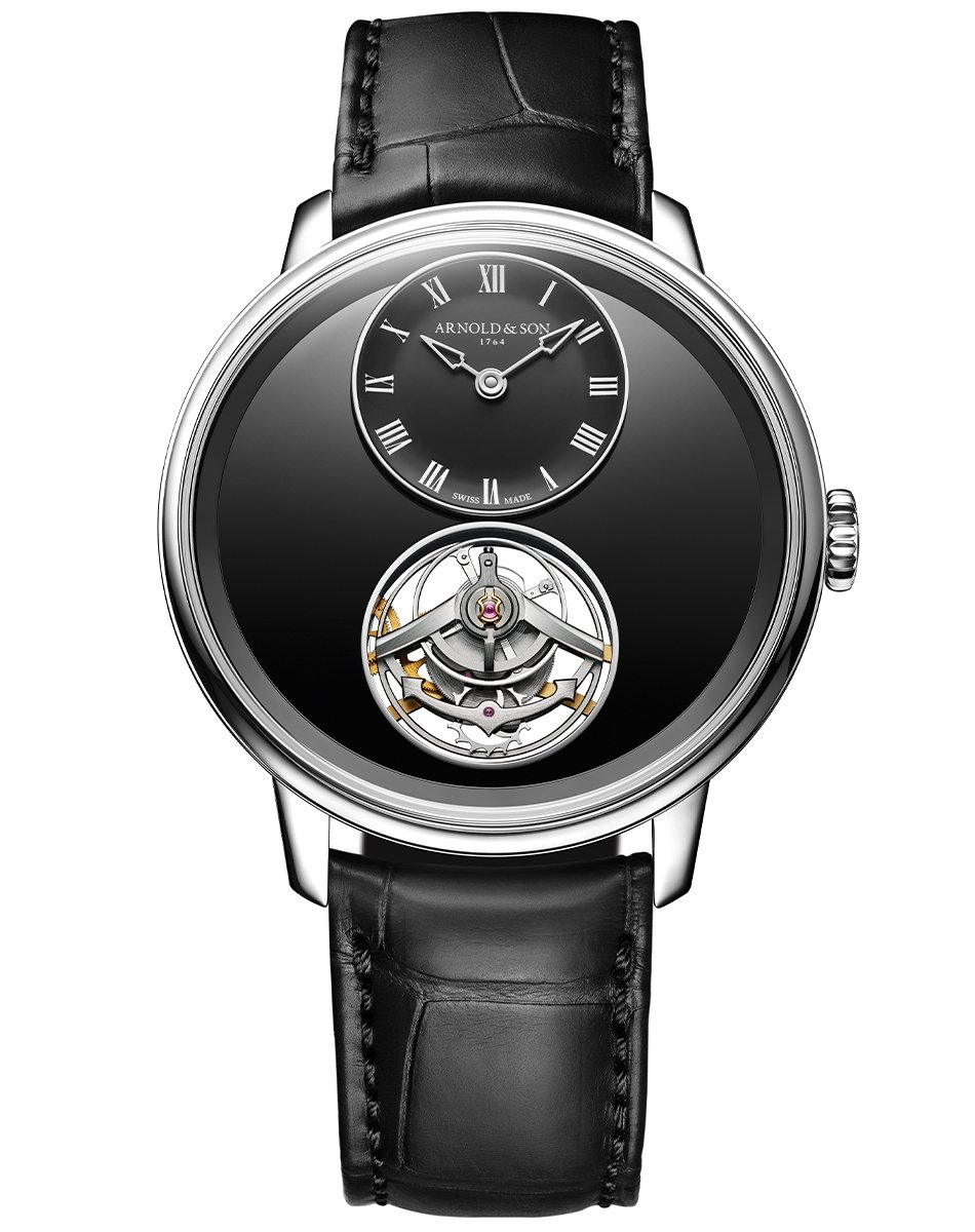 Arnold & Son – Ultrathin Tourbillon Onyx, elegant dress watch with tourbillon and onyx dial