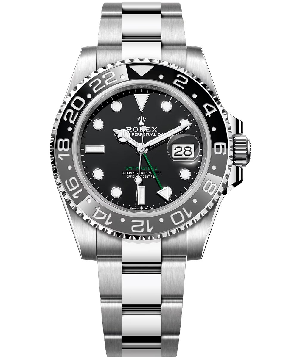 Rolex GMT-Master 2, automatic watch made of stainless steel with ceramic bezel