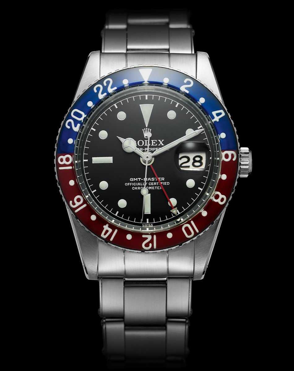 Rolex GMT-Master, vintage steel sports model with automatic movement
