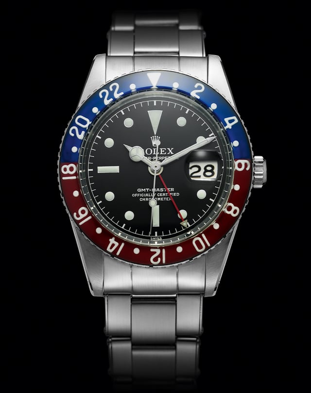 Rolex GMT-Master, vintage steel sports model with automatic movement