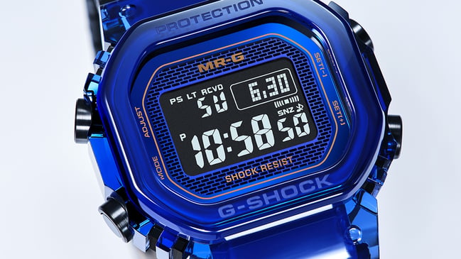 MRG-D5000: Blue sapphire bezel and case, screwless Multi-Guard Structure, 20 pieces
