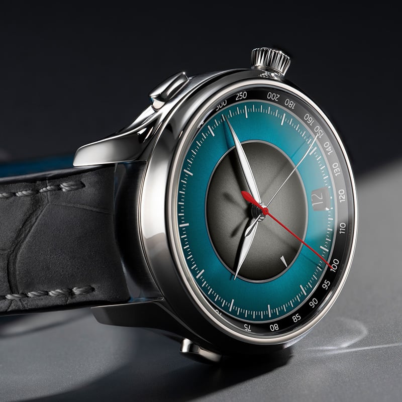 H. Moser & Cie. Endeavour Flyback Chronograph Dual Time Date: Dial
