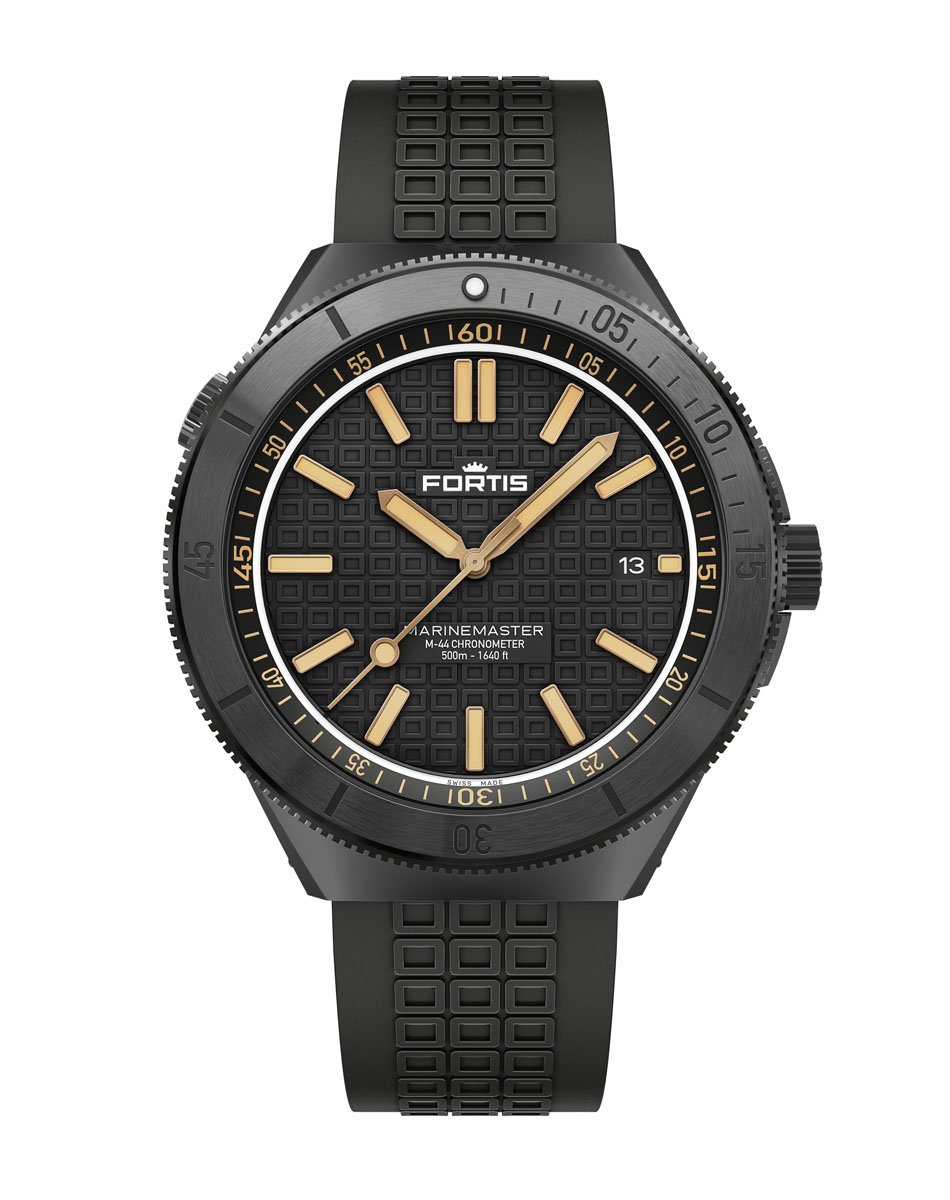 Fortis: Marinemaster M-44 DLC Black Resin, front