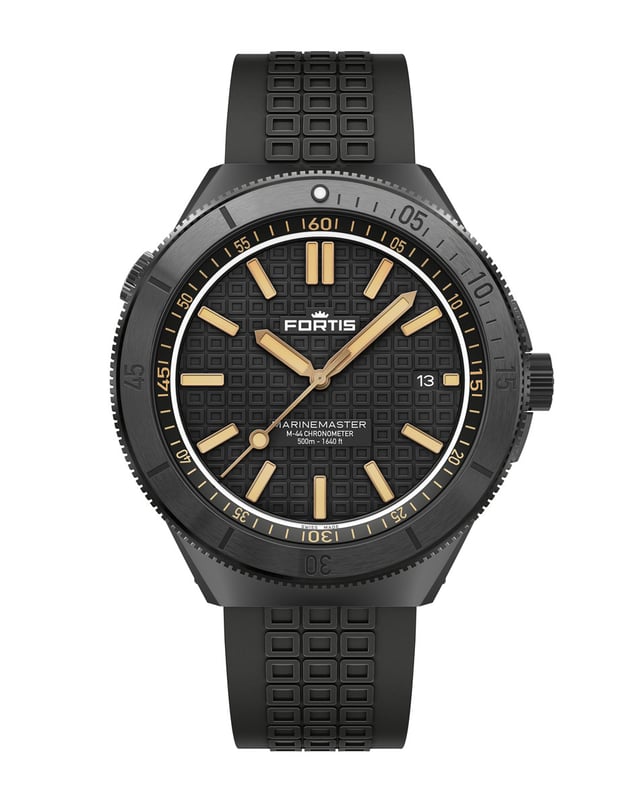 Fortis: Marinemaster M-44 DLC Black Resin, front