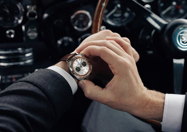 Breitling Top Time B01 Chronograph 41 Tribute to Aston Martin DB5, ref. AB0178121G1X1: wrist, title