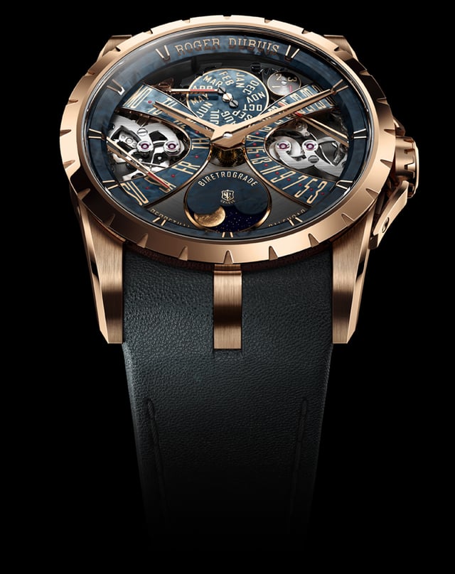 Roger Dubuis – Excalibur Biretrograde Perpetual Calendar, Gold watch with in-house movement and perpetual calendar