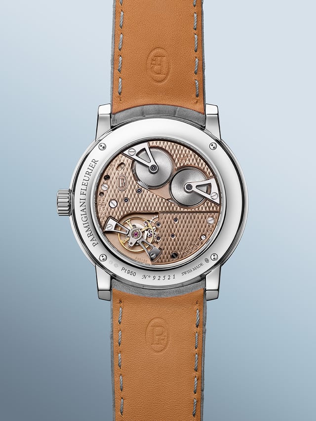 Parmigiani Fleurier Toric Petite Seconde Platinum Morning Blue: case back
