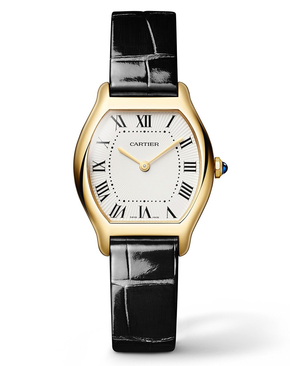 Cartier Tortue, elegant gold watch with leather strap