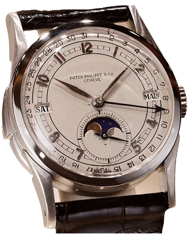 Vintage platinum one-of-a-kind piece with minute repeater, perpetual calendar, and moon phase by Patek Philippe