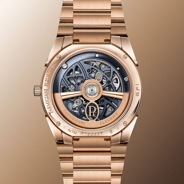 Parmigiani Fleurier Tonda PF Skelett Roségold Milano Blue: case back