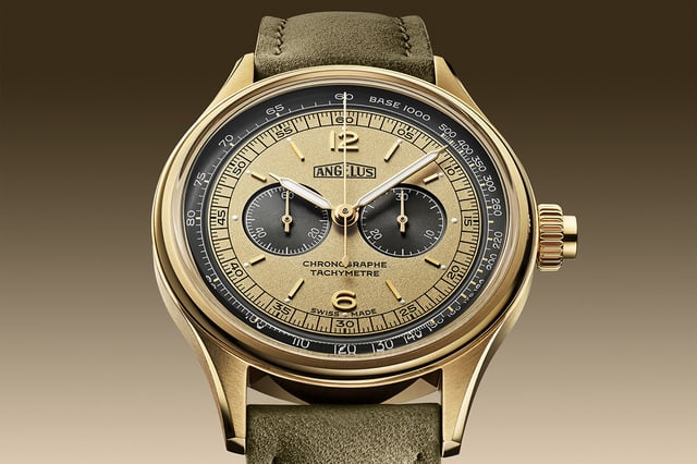 Angelus Chronographe Tachymètre, Gold – yellow dial 0CHCQ.H01A.V1168Q: Front