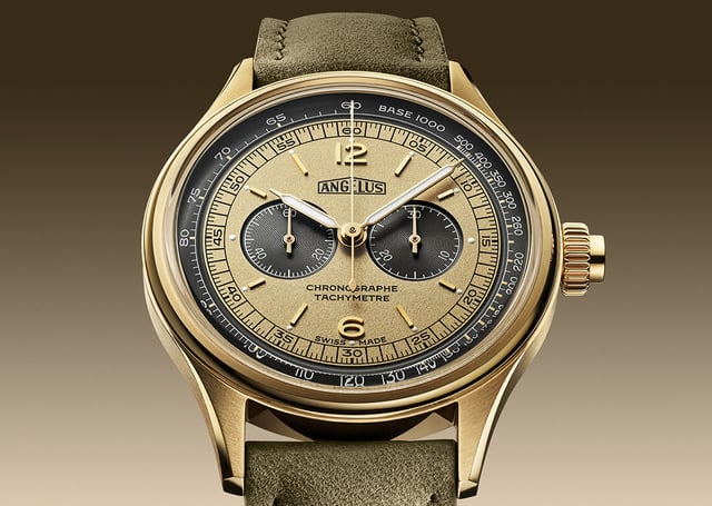 Angelus Chronographe Tachymètre, Gold – yellow dial 0CHCQ.H01A.V1168Q: Front