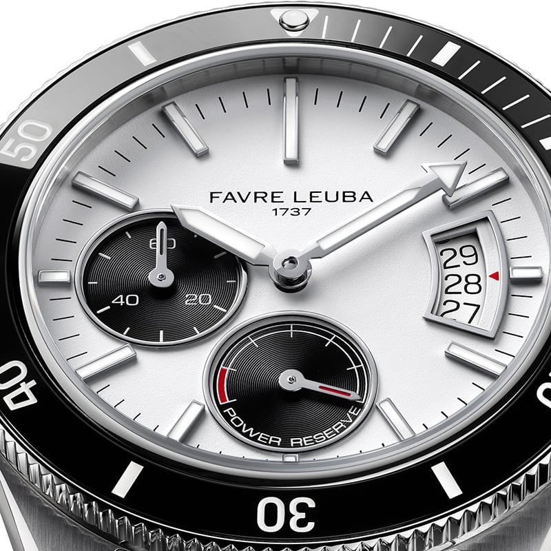 Favre Leuba Deep Raider Power Reserve, white, dial