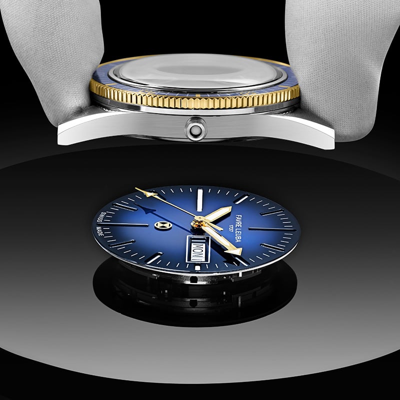 Favre Leuba Deep Raider Day Date: Blue, dial