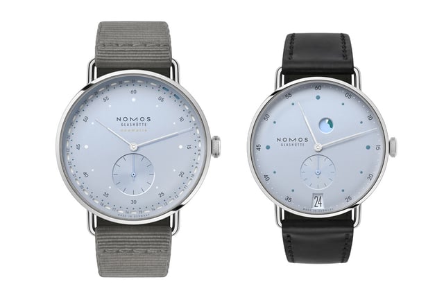 Nomos Metro date power reserve ice blue & Metro neomatik 41 Update ice blue: title