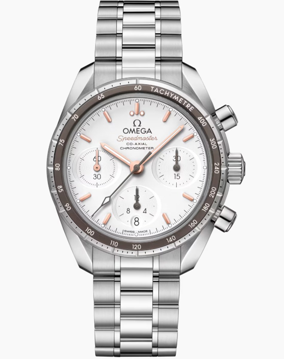 Omega – Speedmaster 38, chronograph with mechanical movement and steel bracelet