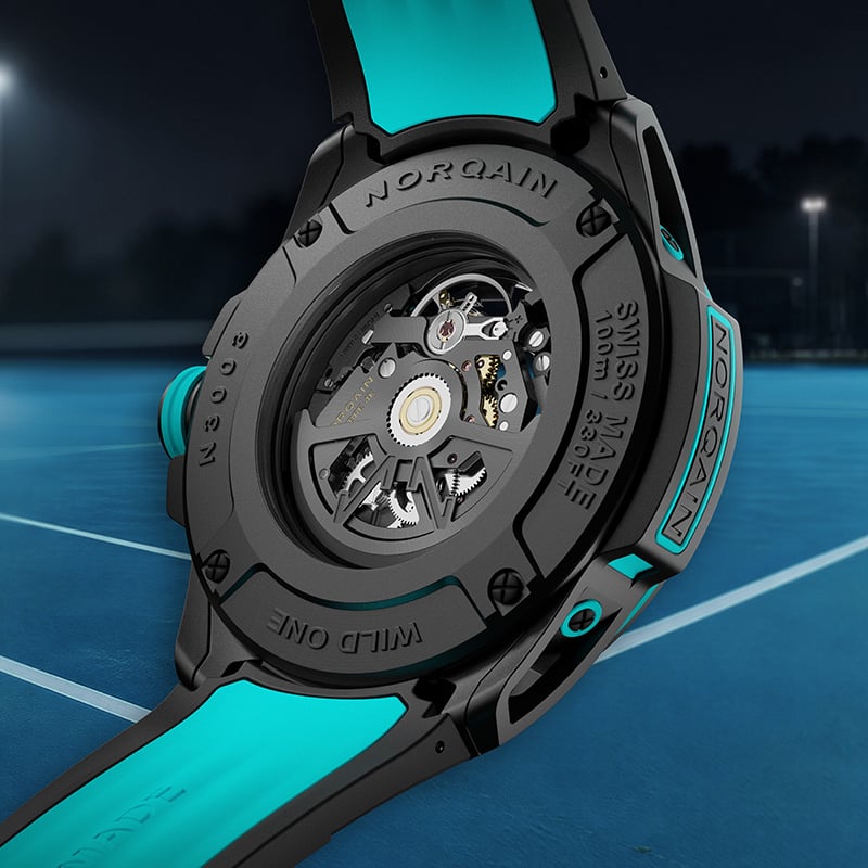 Norqain Wild ONE Skeleton X-Lite Turquoise: case back