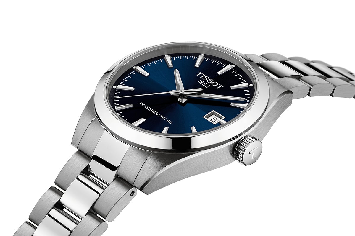Tissot Gentleman 38mm, ref. T165_807_11_041_00, blue dial, side