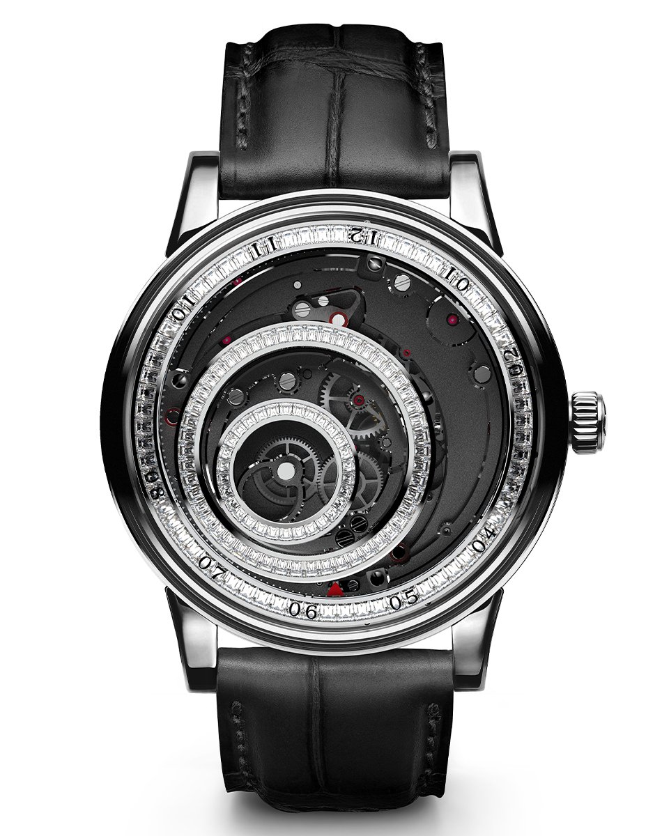 Trilobe Une Folle Journée Diamant, diamond-studded watch with special display