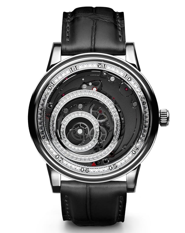 Trilobe Une Folle Journée Diamant, diamond-studded watch with special display