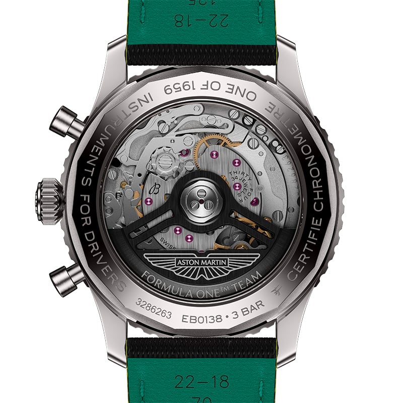  Breitling: Navitimer B01 Chronograph 43 Aston Martin Aramco Formula One™ Team, Case back