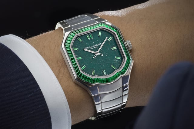 Gerald Charles Masterlink Gem Set Stone dial Green Aventurine dial: wrist, title